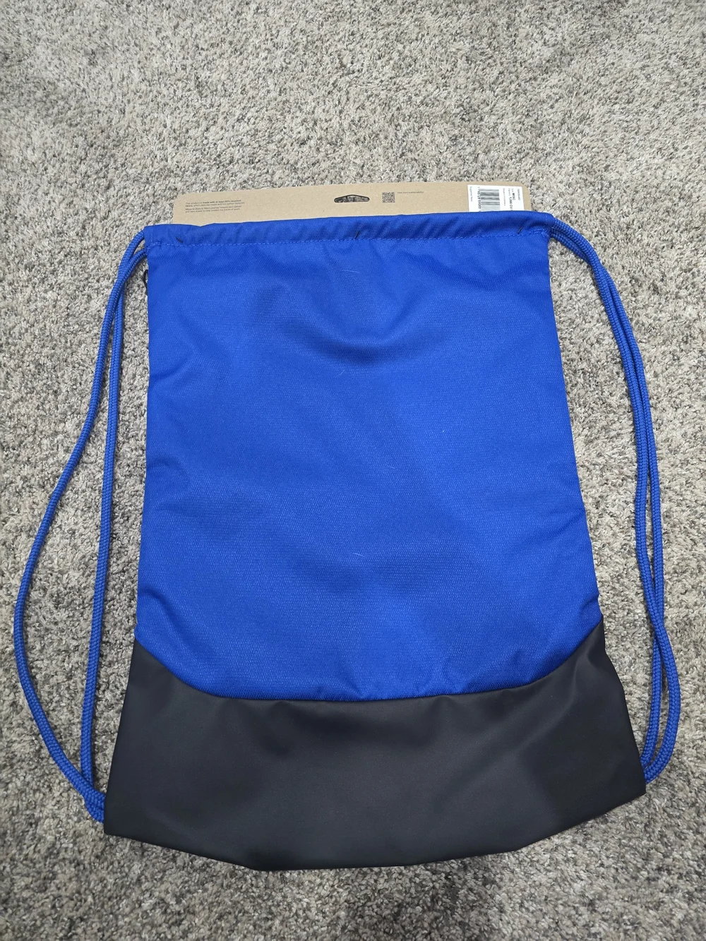 Nike Royal Blue and Black Drawstring Backpack with White Swoosh